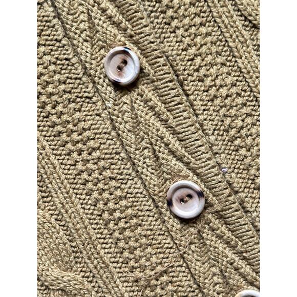 Vintage LL Bean Cardigan Mustard Fall Sweater Wood Buttons Women's Size Large - Picture 4 of 8